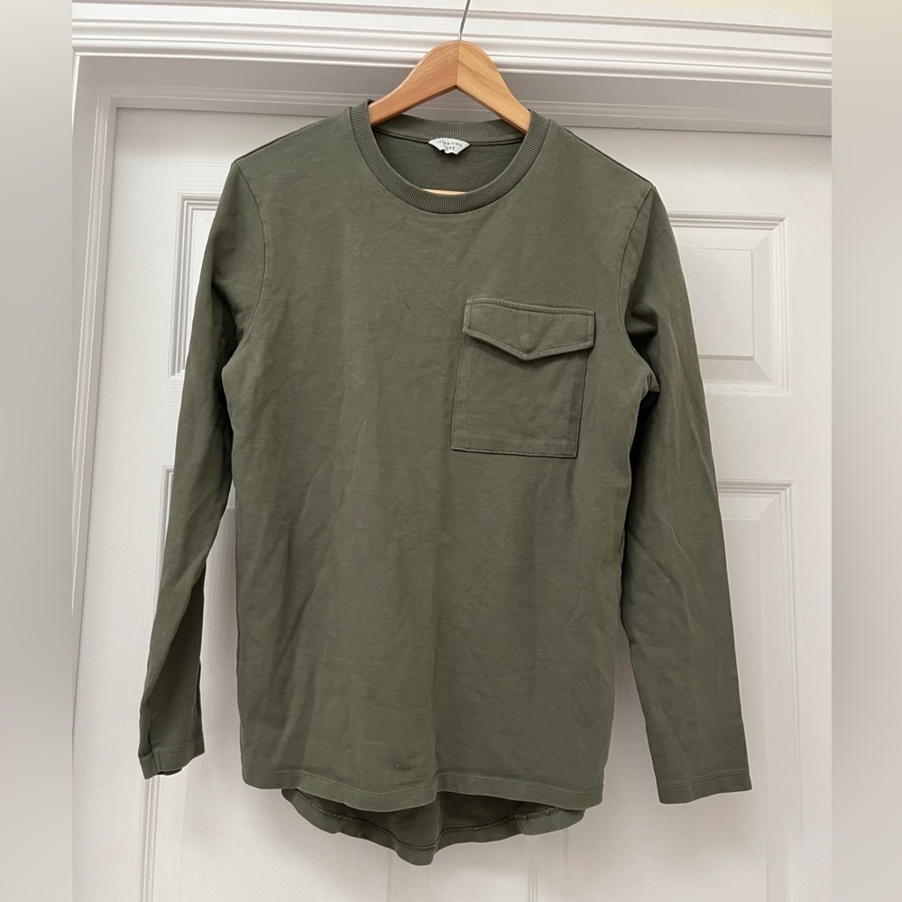 Jack and Jones Men's green  Long Sleeve Boat Neck Shirt